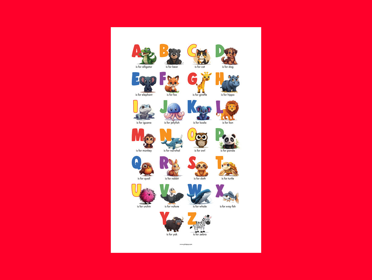 Animal Alphabet Wall Art – Instant Printable (English) | 24 × 36 in Vector PDF