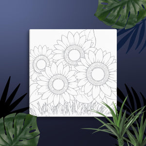Sunflowers Outlined Canvas